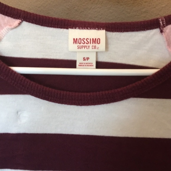 Mossimo 3/4 sleeve top maroon white stripes pink S - Picture 2 of 2